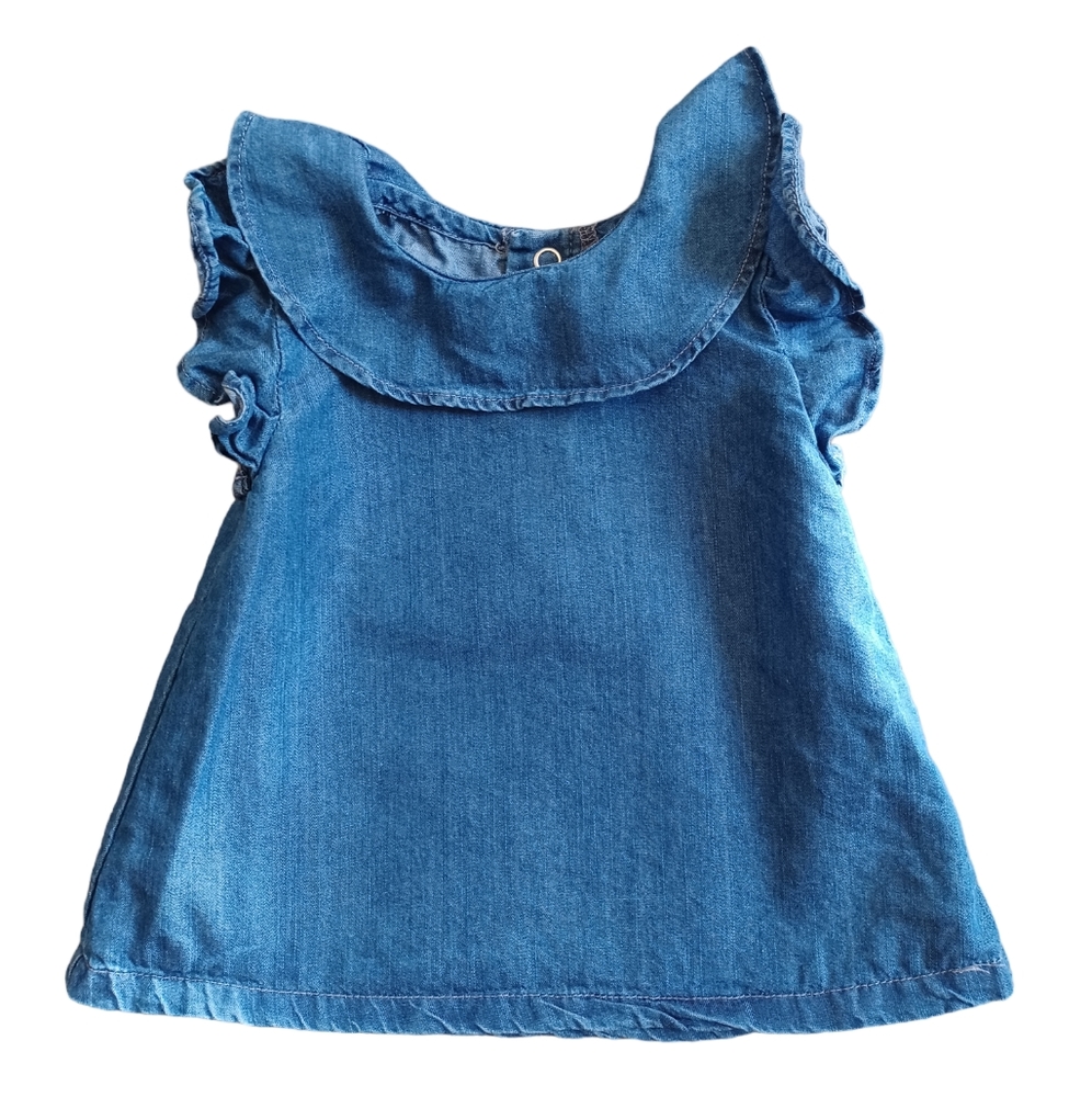3 For $15 / 9 m Baby Carter's Denim Ruffle Sleeve Top, Blue, Summer Baby